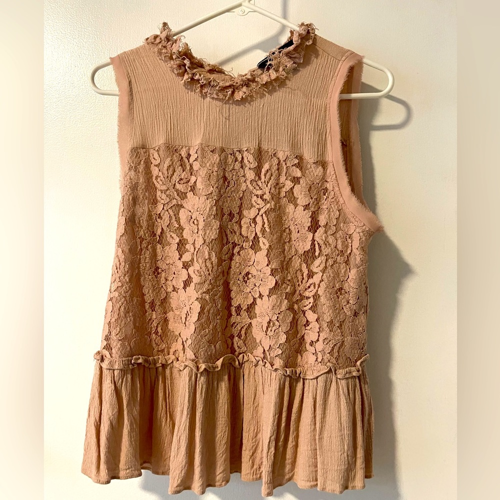 Dusty Rose lace tank top